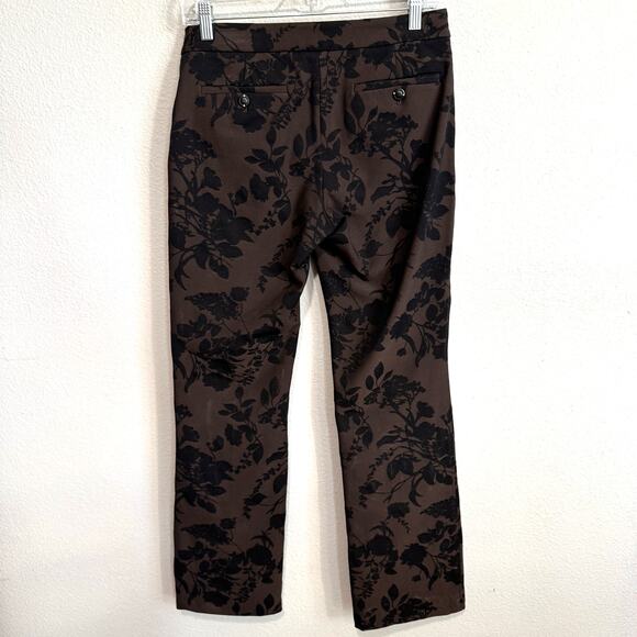 Theory Brown and Black Floral Silhouette Print Dress Pants Size 6 - Picture 5 of 7
